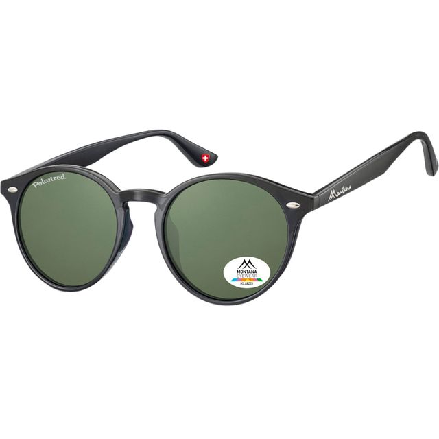 Montana - Lunettes de soleil avec verre rond noir polarisé vert G15