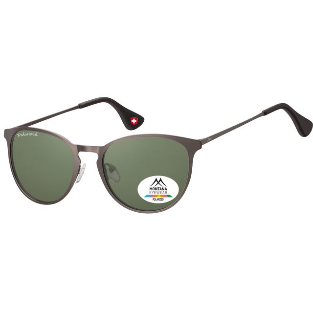 Montana - Gafas de sol con cristal redondo polarizado verde G15 color acero