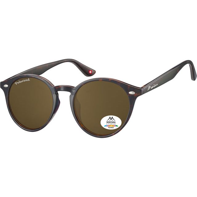 Montana - Lunettes de soleil Montana avec tortue en verre rond polaire marron