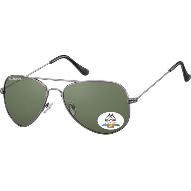 Montana - Lunettes de soleil avec verre polarisé vert G15 couleur acier