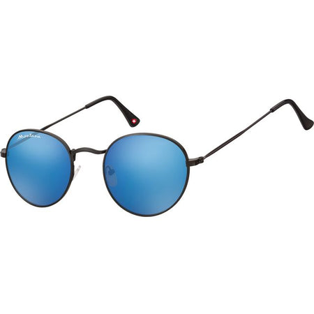 Montana - Sunglasses with Revo blue round glass metal matt black