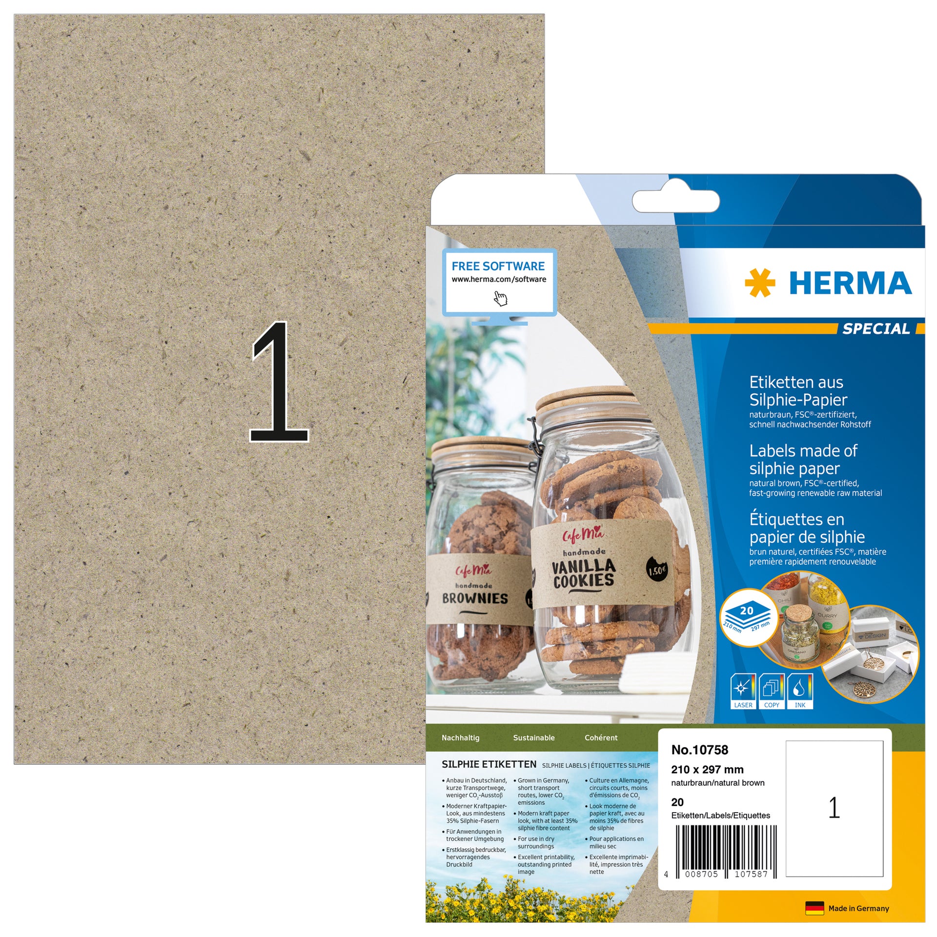 HERMA -  Etiket  10758 210x297mm silphie br 20st