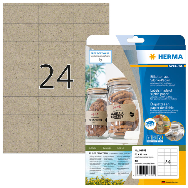 Herma - Herma 10753 70x36mm Silphie BR 480st | 20 Blätter Packung