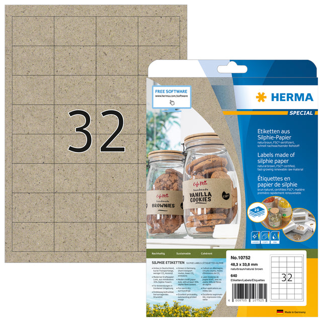 Herma - Herma 10752 Label 48,3 x 33,8 mm Silphie BR 640st | 20 Blätter Packung