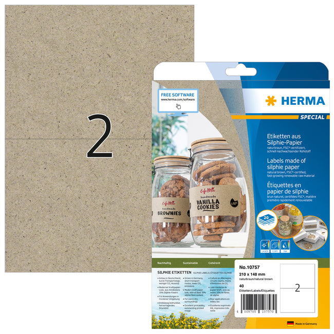 HERMA - Etiquette 10757 210x148mm marron silphie 40 pièces