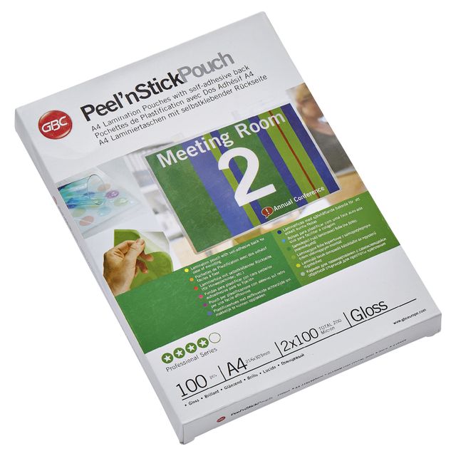 GBC -  Peel`n Stick Lamineerhoezen A4 2x100 micron Glanzend (100)