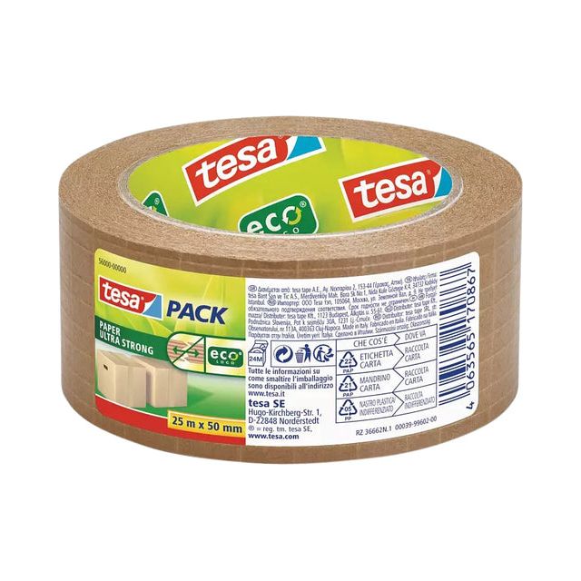 Tesa - Pack Ultra Strong Ecologo, 50 mm x 25 m, Papier, braun