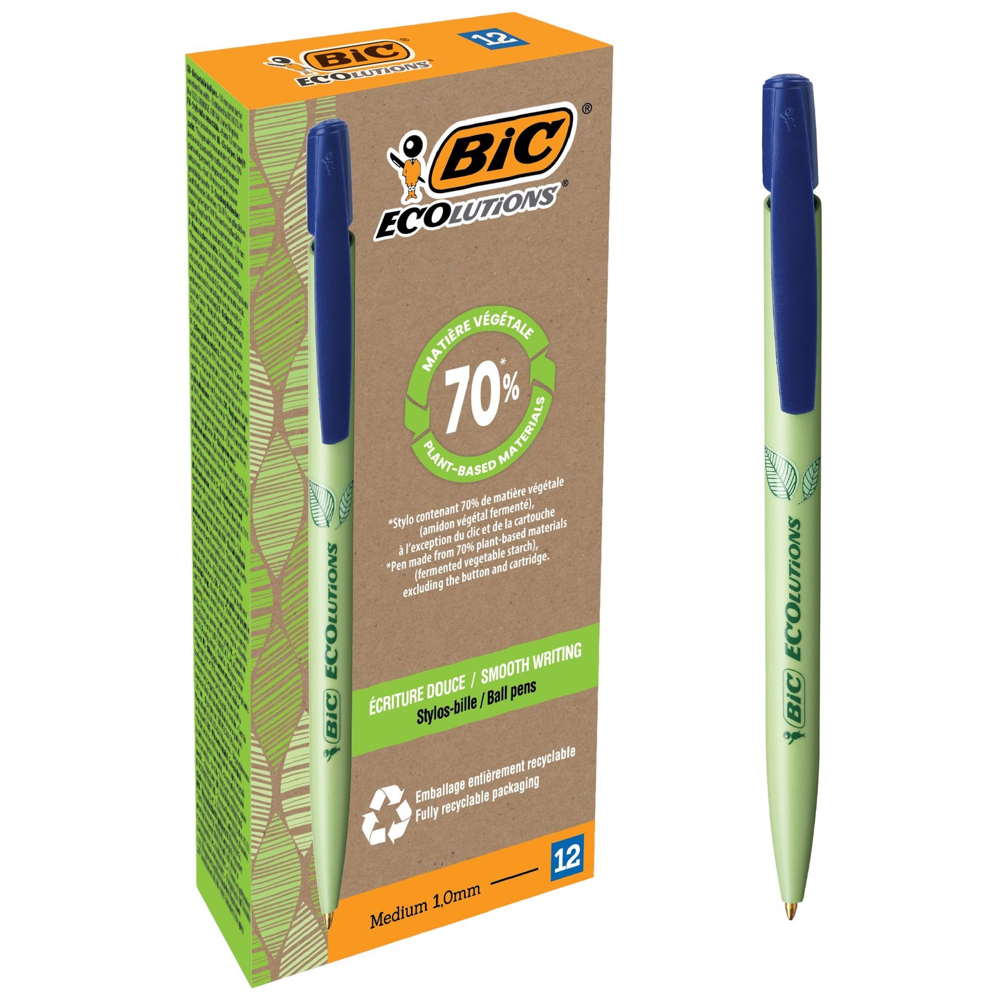 Bic Ecolutions -  Balpen Ecolutions media clic bio-based medium blauw
