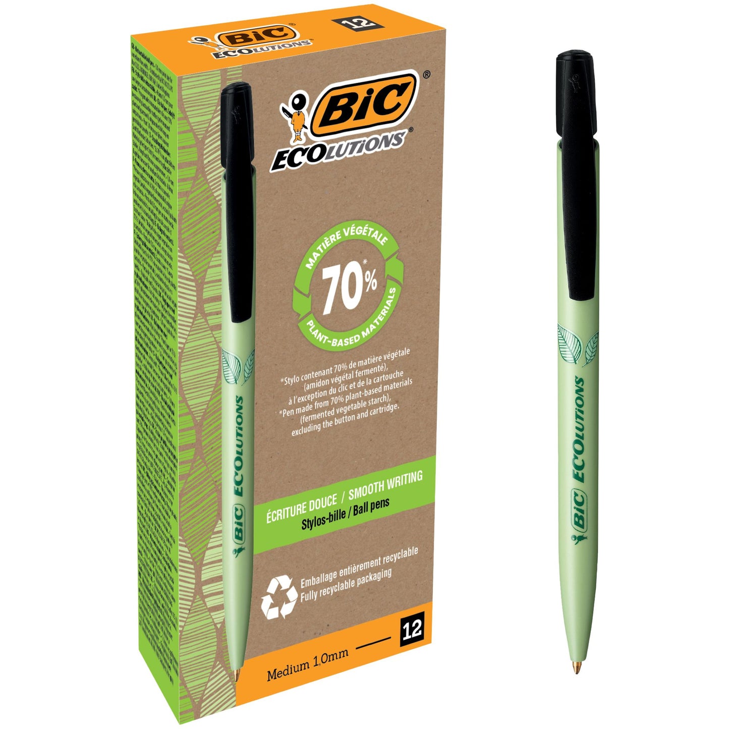Bic Ecolutions -  Balpen Ecolutions media clic bio-based medium zwart