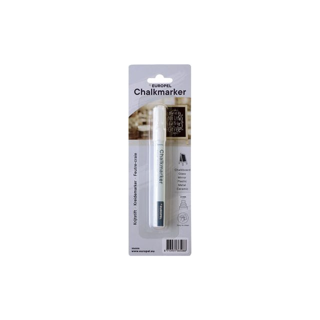 Europel - Marker de craie Europel 3 mm blanc | Blister un 1 morceau