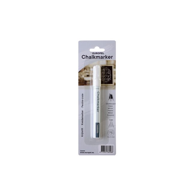 Europel - Marqueur à craie peel 3mm blanc blister 1 pièce