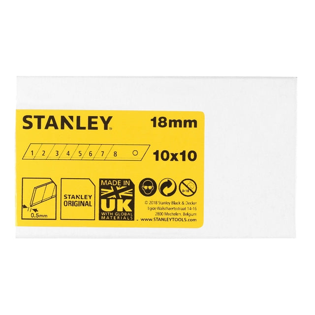 Stanley - Break Blades 18 mm 10 pièces x 10 | Définir un 100 pièces