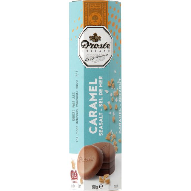 Droste - Chocolade  pastilles melk karamel zeezt 80gr | 12 stuks