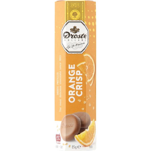 Droste - Chocolade  pastilles melk orange crisp 85gr