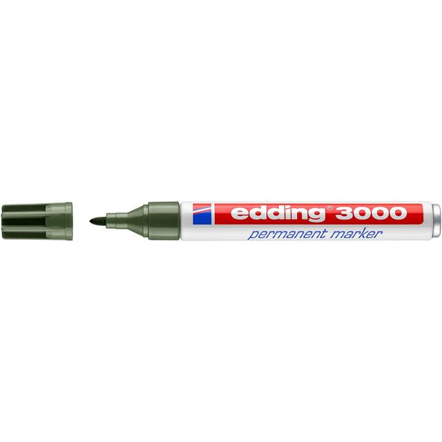 Edding - Felt -Tip Edding 3000 autour de 1,5 à 3 mm vert olive | 10 pièces