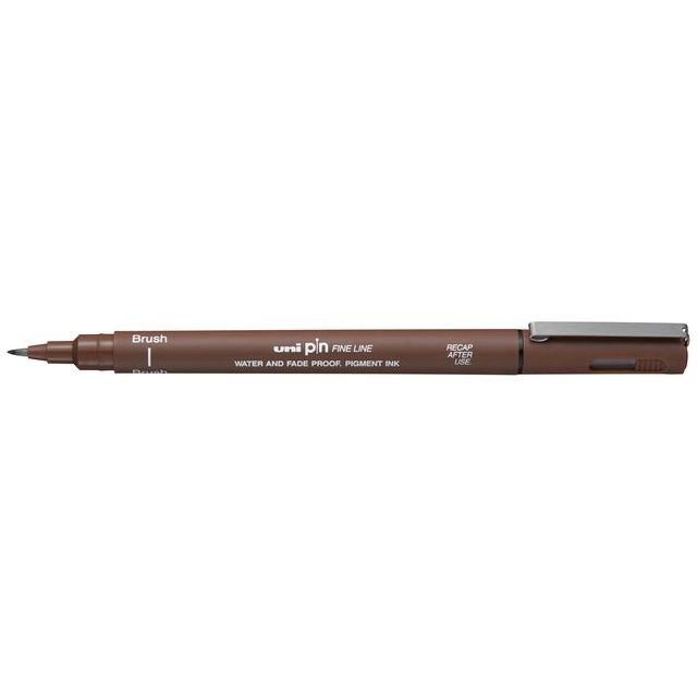 Uni -Ball - Fineliner Pin Brush Fine Sepia | Boîte extérieure une pièce 12