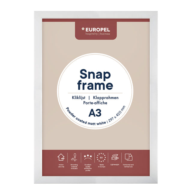 Europel - Cadre à clic peel A3 25mm blanc mat