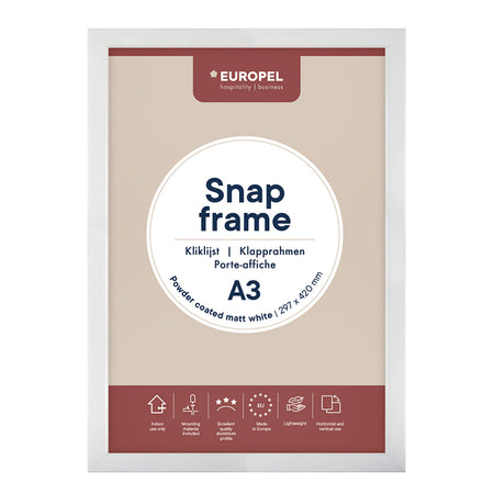 Europel - Cornice a clic staccabile A3 25 mm bianco opaco