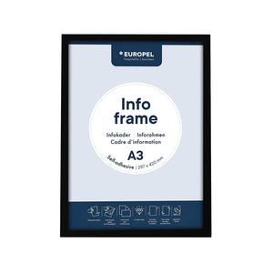 Europel - Cornice informativa staccabile autoadesiva A3 nera