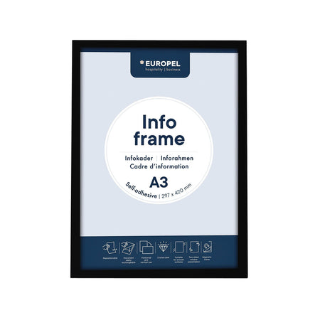 Europel - Cornice informativa staccabile autoadesiva A3 nera