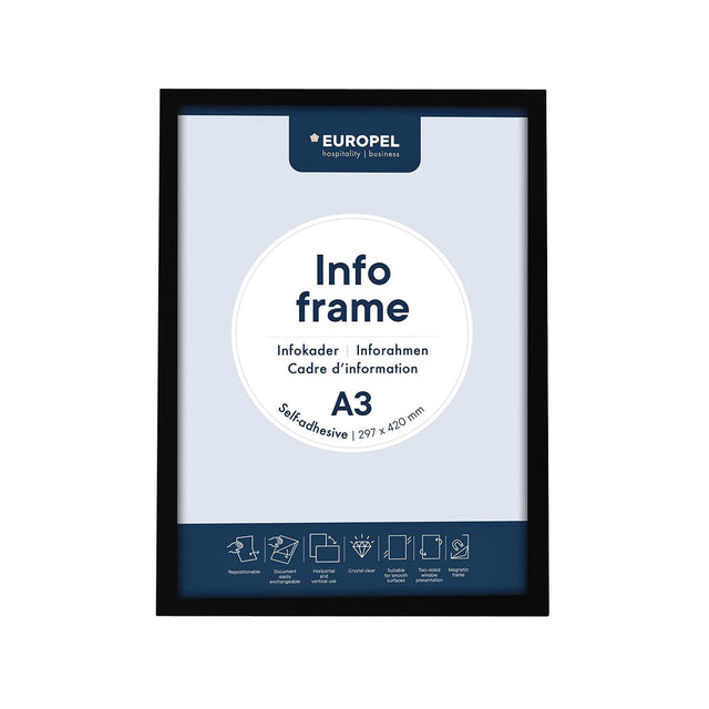 Europel - Info frame peel self-adhesive A3 black