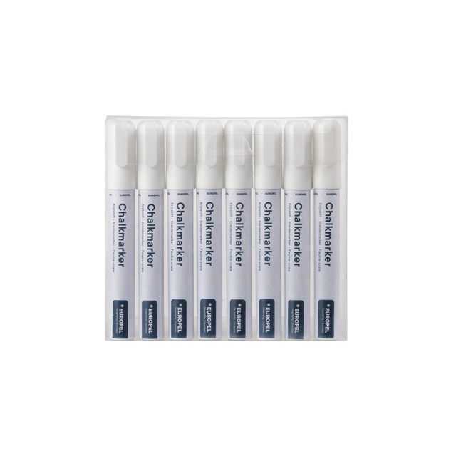 Europel -  Krijtstift pel 6mm wit etui 8 stuks