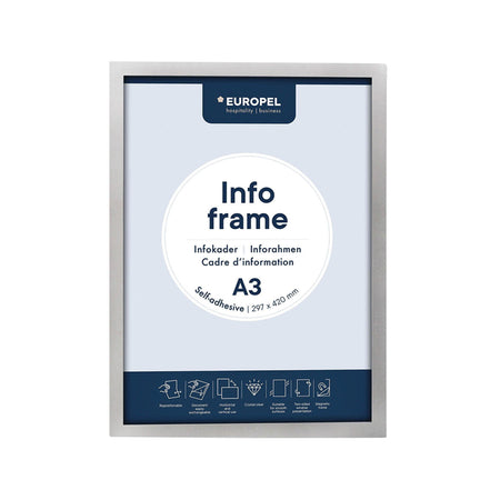 Europel - Cornice informativa staccabile autoadesiva A3 argento
