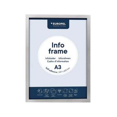 Europel - Cornice informativa staccabile autoadesiva A3 argento