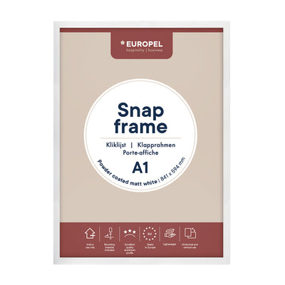 Europel - Protector de marco a presión A1 25 mm blanco mate | 10 piezas
