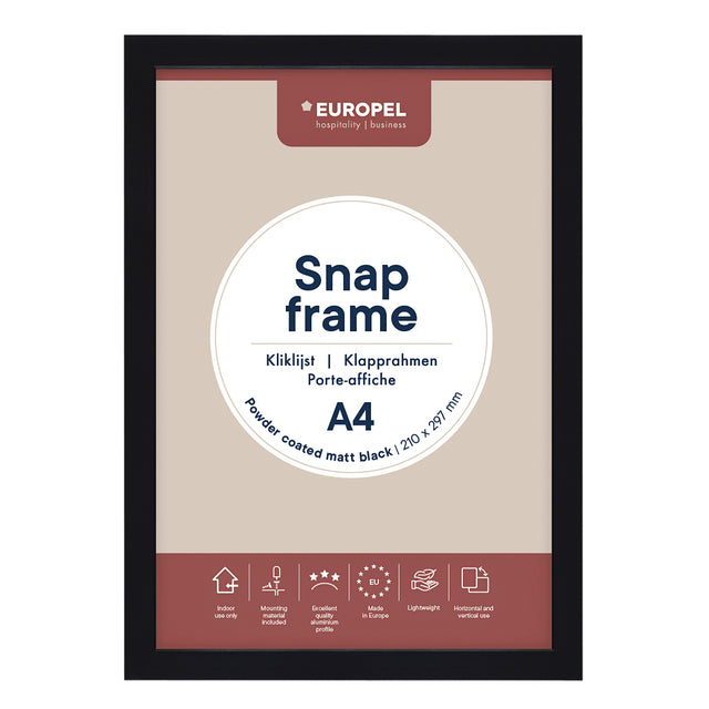 Europel - Cornice a scatto A4 25mm nero opaco | 10 pezzi