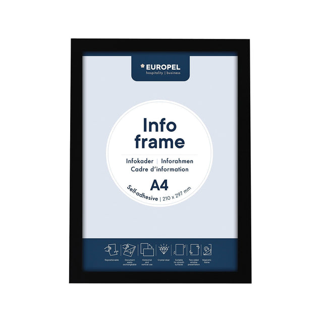 Europel - Infokader Europe Self -Adhäsive A4 Black | Ein 2 Stück einbacken