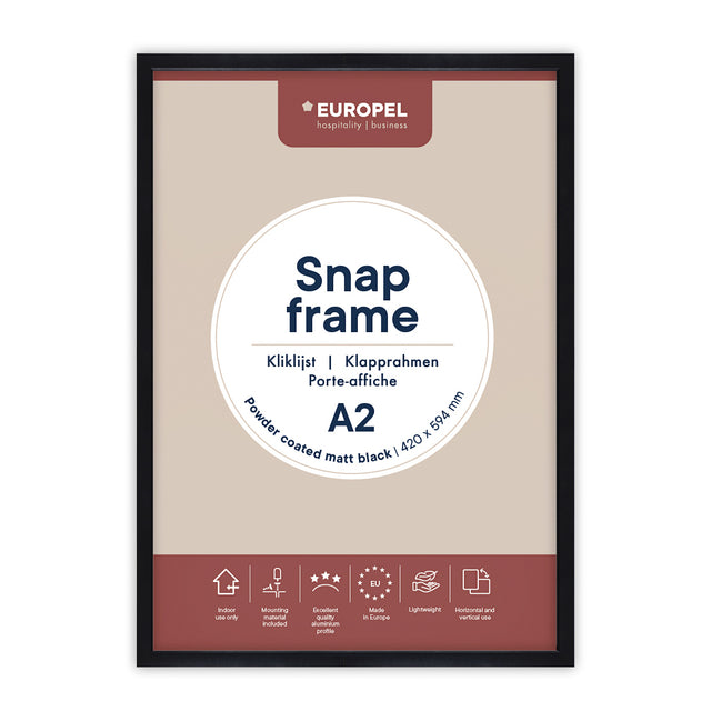 Europel - Snap frame peel A2 25mm negro mate | 10 piezas