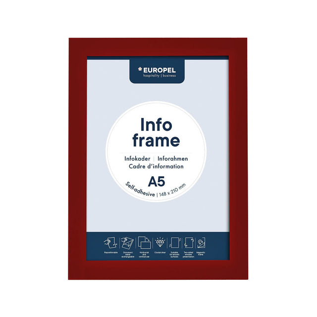 Europel - info -frame européen auto-adhésif A5 rouge