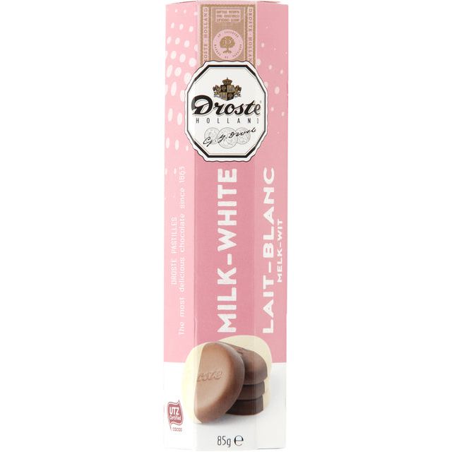 Droste - Chocolate Droste pastilles lait blanc 85gr | Rôle 85 grammes | 12 pièces