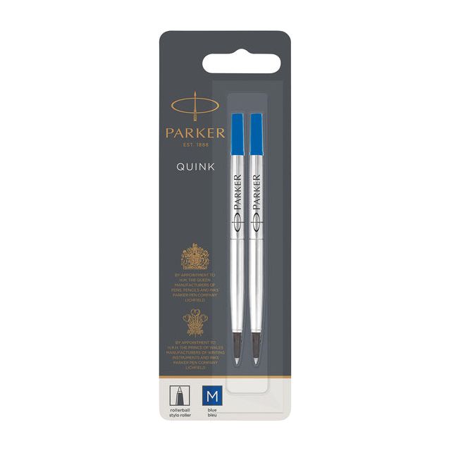 Parker - Rollerpen Remplissant Parker Quink M Blister 2st Blue | Blister un 2 pièces