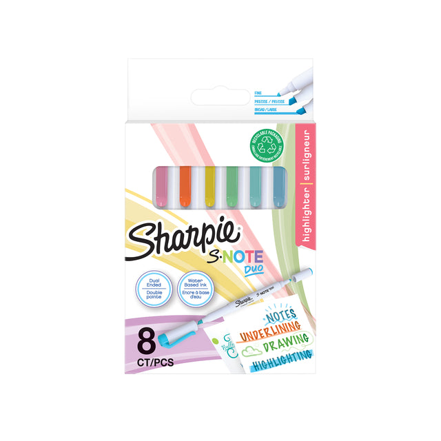 Sharpie - Markeerstift ie s-note duo 8st assorti