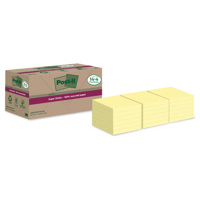 Post-it-Memolok 3M Post-it 654 RSS12CY 76X76MM GL 14 + 4 | Box a 18 pièces