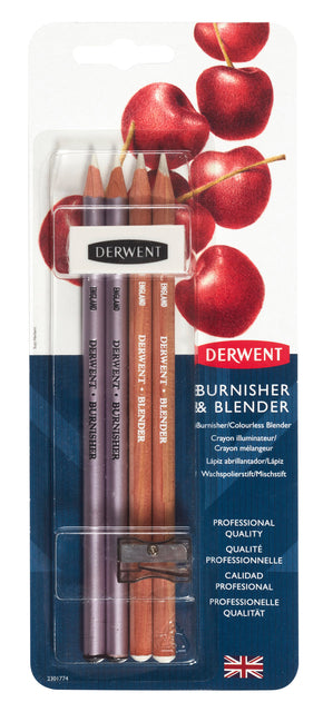 Derwent - Blender et Brurnisher avec de la gomme et du grrijper, ensemble de 4