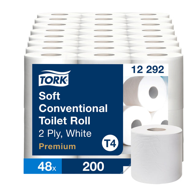 Tork - Toilettenpapier T4 Premium 2L 200vel 48rol 12292 | Packung von 48 Rollen