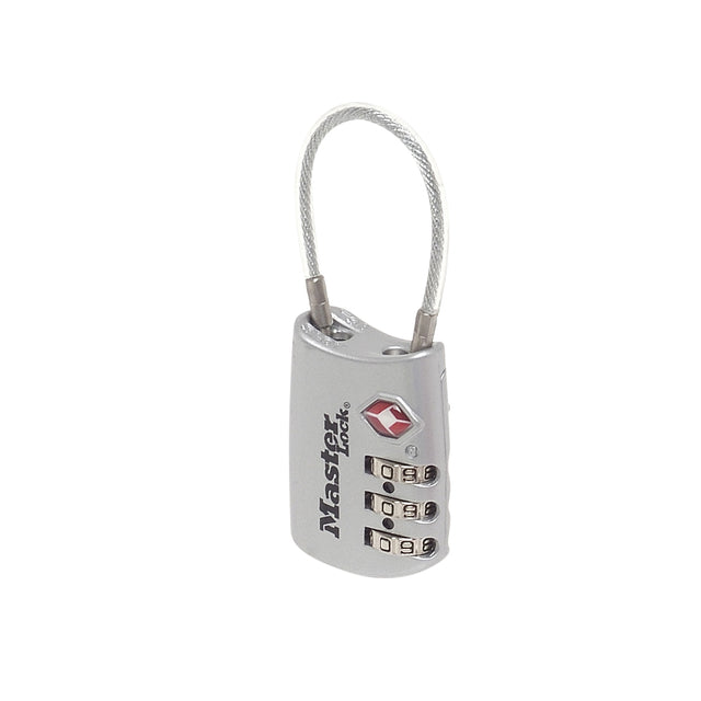 Master Lock - Cadenas Masterlock à combinaison à 3 chiffres TSA avec câble assorti de couleur aléatoire 30mm