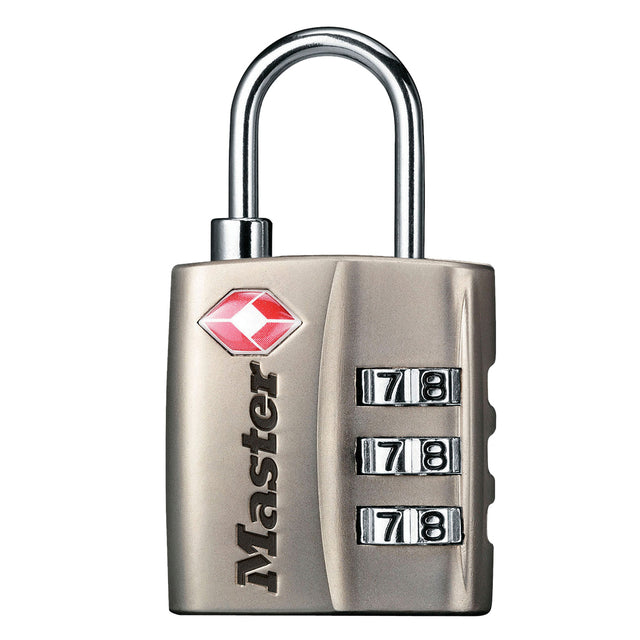 Master Lock - Lucchetto Masterlock combinazione a 3 cifre TSA nichel 30mm