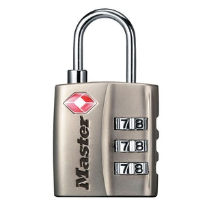 Master Lock -  Hangslot masterlock 3-cijfer tsa nikkel 30mm