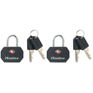 Master Lock - Cadenas Masterlock 2 clés identiques aluminium TSA noir 30mm 2 pièces