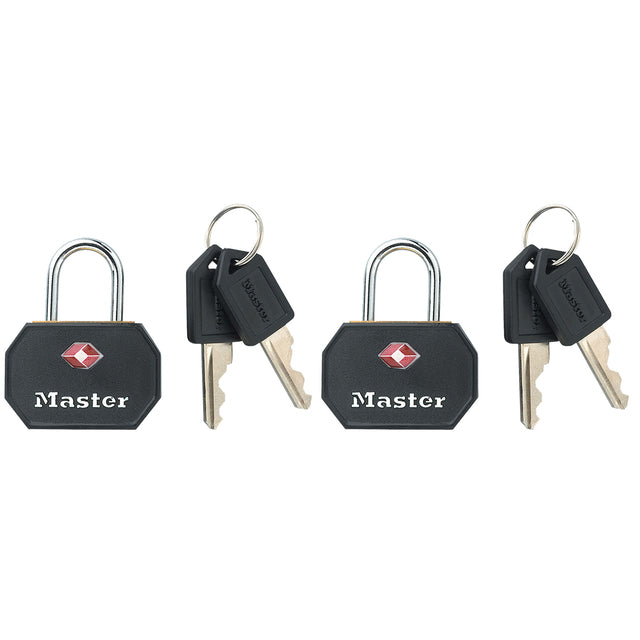 Master Lock - Padlock Masterlock 2 keyed alike aluminum TSA black 30mm 2 pieces