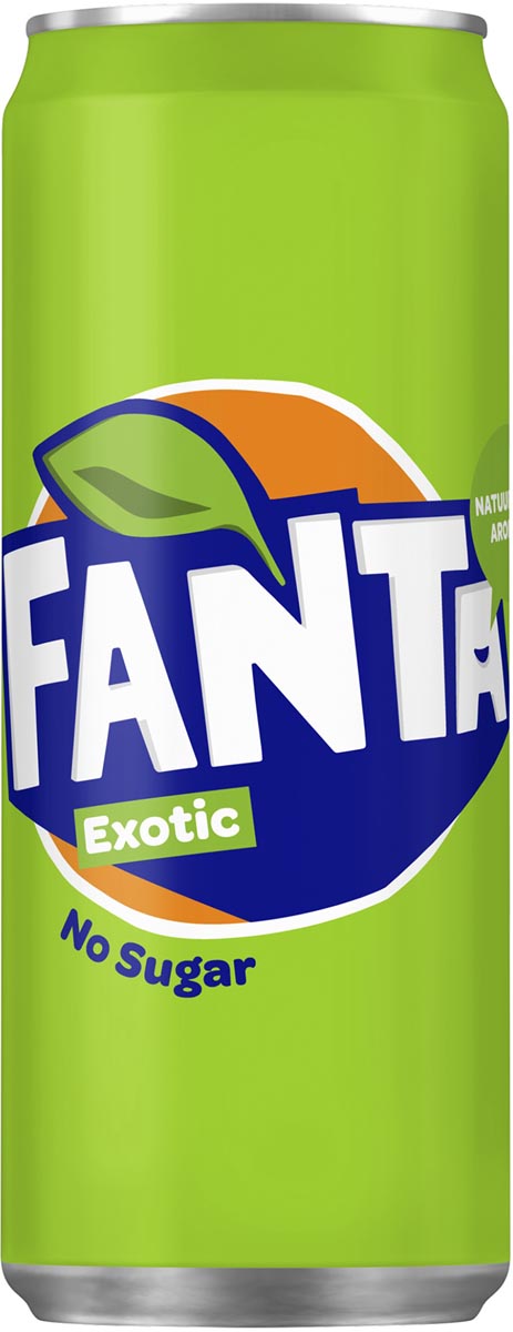 Fanta -  Exotic No Sugar frisdrank, sleek blik van 33 cl, pak van 24 stuks
