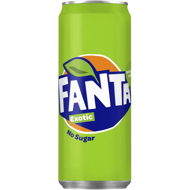 Fanta - exotique sans boisson gazeuse, canette élégante de 33 CL, pak van 24 morceaux