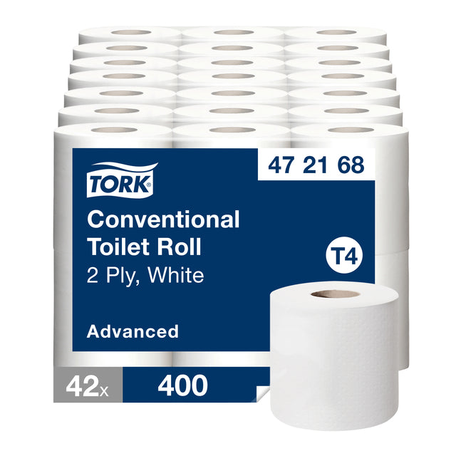 Tork - Toilettenpapier T4 Advanced 2LAARTS WHITE 472168 | Packung mit 42 Rollen