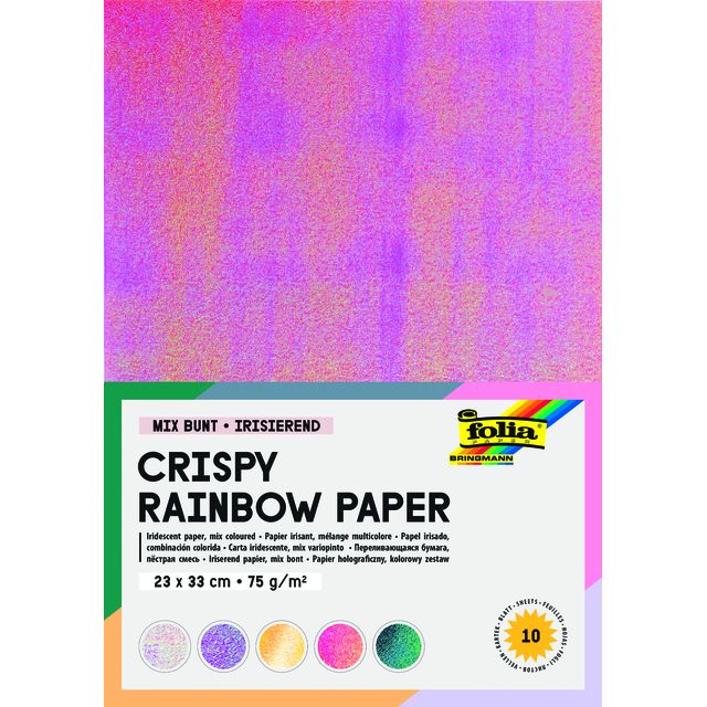 Folia Paper -  Regenboogpapier Folia 23x33cm iriserend 75gr 10 vel assorti | 5 stuks