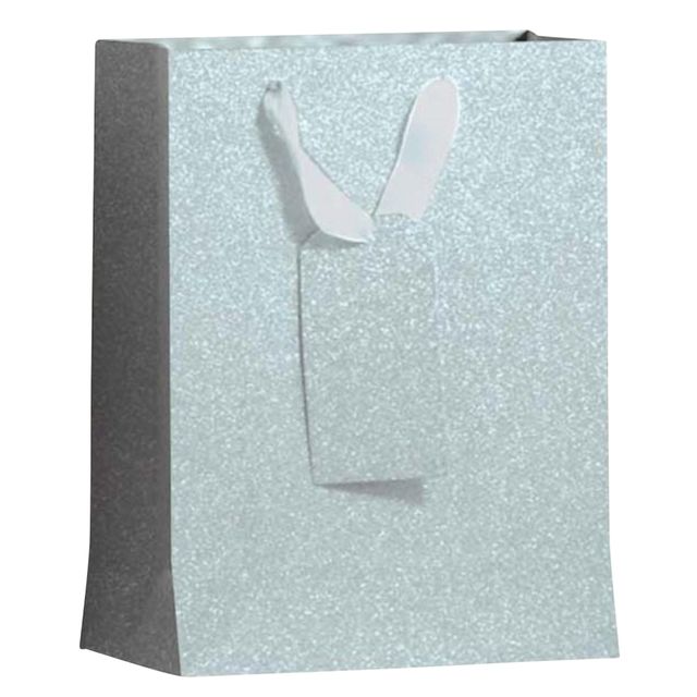 IG Design – Geschenktüte Ig Group Silber Glitzer 175 x 98 x 229 mm