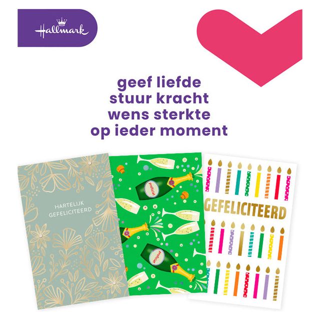 Hallmark - navulset wenskaarten, felicitatie, pak van 6 stuks